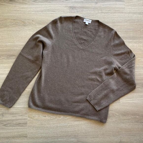 Charter Club Women's Large Brown Cashmere Sweater Minimalist Capsule Wardrobe - Picture 1 of 7